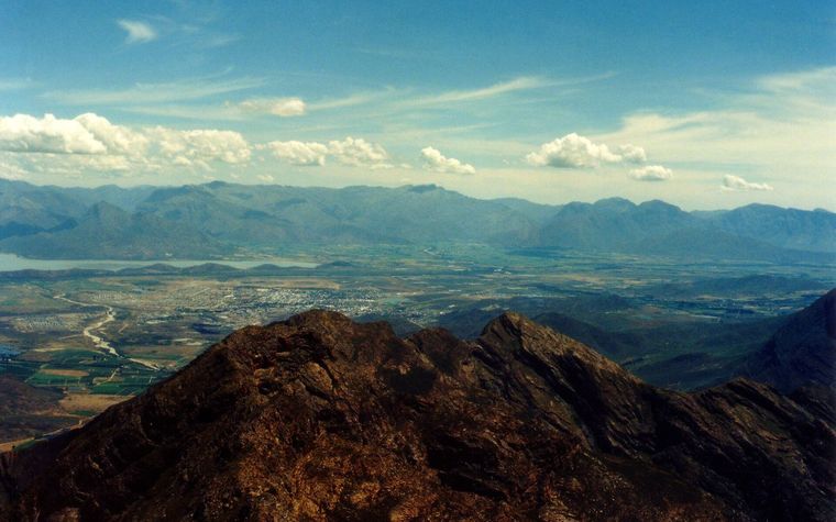 The Breede Valley around Worcester, farmland framed by mountains